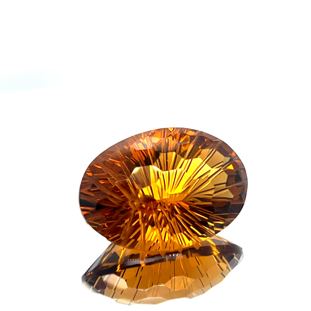 Natural Honey Citrine 38.82 ct – Oval Honeycomb Cut, Untreated