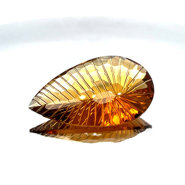 Natural Honey Citrine 44.00 ct – Pear Honeycomb Cut, Untreated