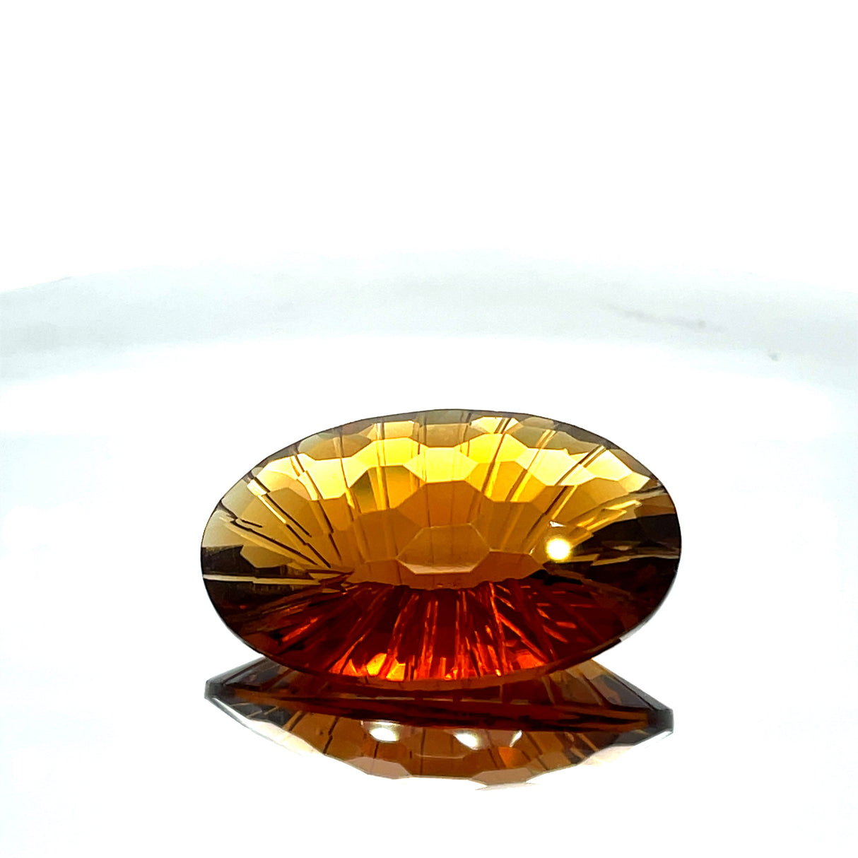 Natural Honey Citrine 46.78 ct – Oval Honeycomb Cut, Untreated