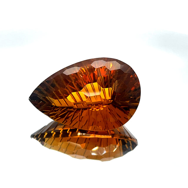 Natural Honey Citrine 46.86 ct – Pear Honeycomb Cut, Untreated