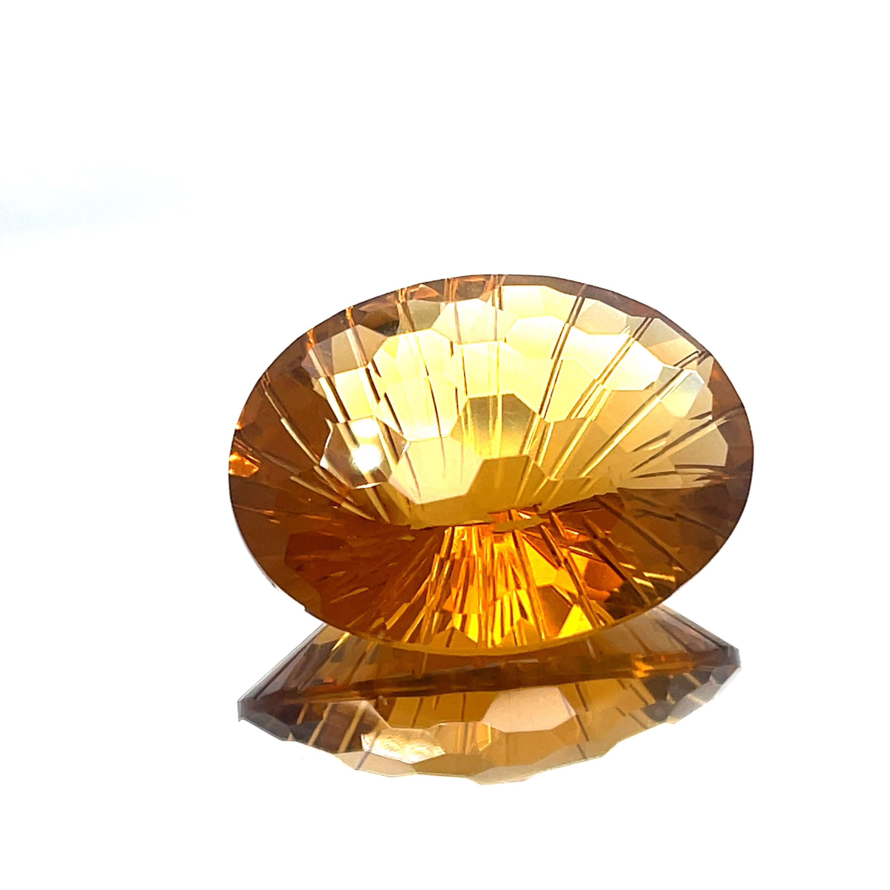 Natural Honey Citrine 51.80 ct – Oval Honeycomb Cut, Untreated