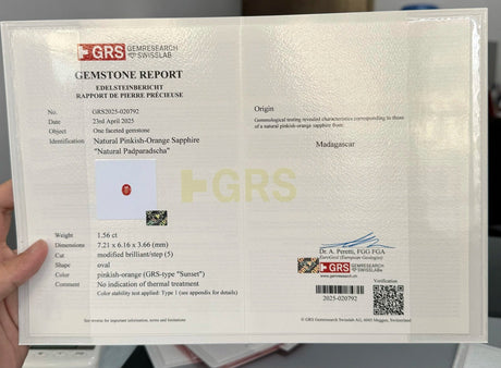 Natural Padparadscha Sapphire 1.56 ct – Oval Cut, Untreated, GRS Certified