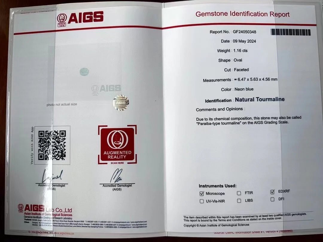 Natural Paraiba Tourmaline 1.16 ct – Oval Cut, AIGS Certified