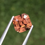 Natural Peach Orange Zircon 6.45 ct – Asscher Cut, Untreated, Sri Lanka