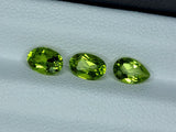 Natural Peridot Lot 1.40 ct – Oval & Pear Mixed Cut, Untreated (3 pcs)