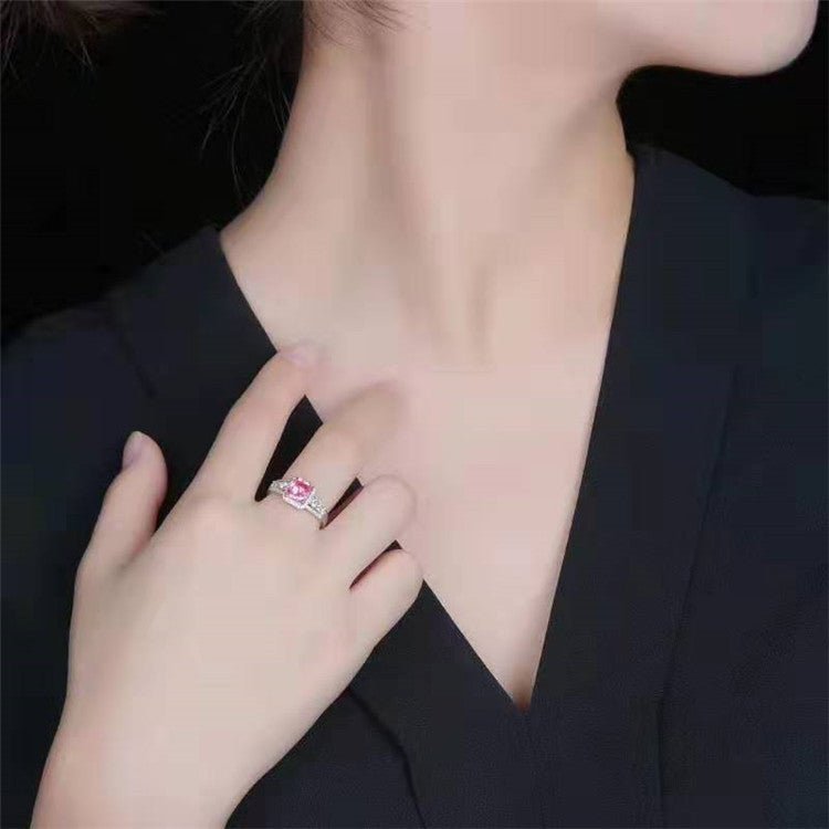 Natural Pink Sapphire Engagement Ring 1.30 ct – 18K White Gold with Diamonds