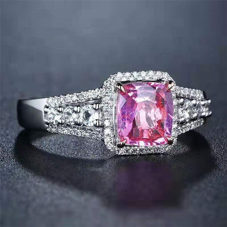Natural Pink Sapphire Engagement Ring 1.30 ct – 18K White Gold with Diamonds
