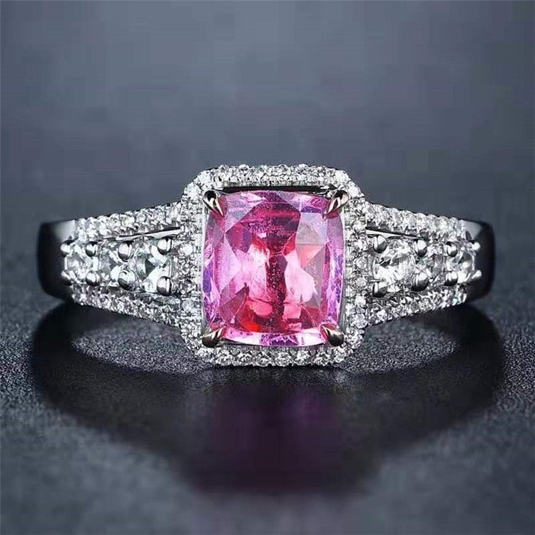 Natural Pink Sapphire Engagement Ring 1.30 ct – 18K White Gold with Diamonds