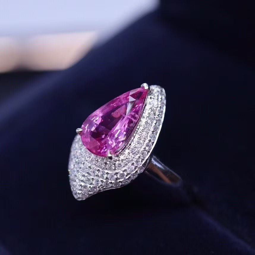 Natural Pink Sapphire Engagement Ring 2.52 ct – 18K White Gold