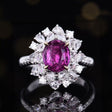 Natural Pink Sapphire Ring 3.50 ct – 18K White Gold with Diamonds