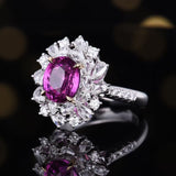 Natural Pink Sapphire Ring 3.50 ct – 18K White Gold with Diamonds