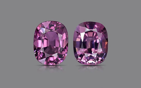 Natural Purple Spinel Pair 6.38 ct – Cushion Cut, Untreated, Tanzania