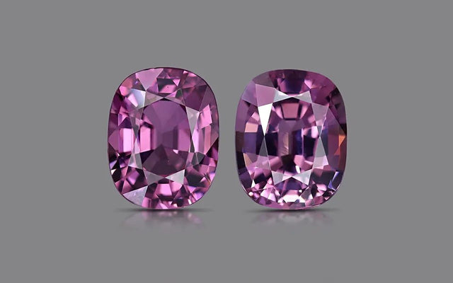 Natural Purple Spinel Pair 6.38 ct – Cushion Cut, Untreated, Tanzania
