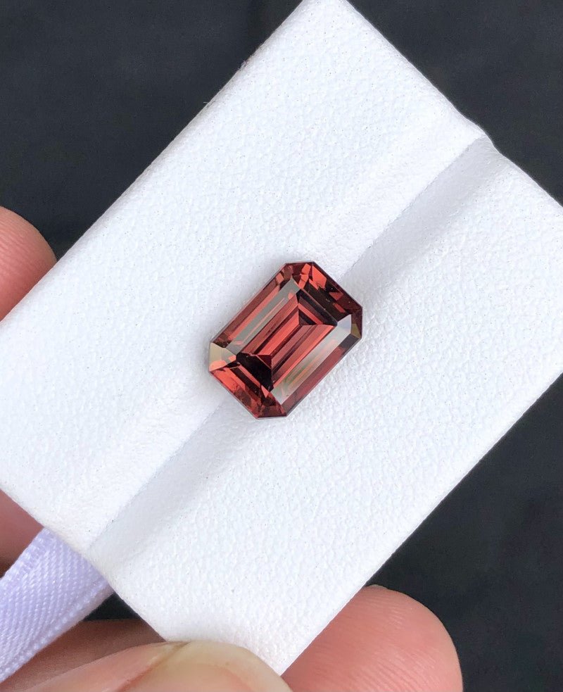 Natural Red Zircon 5.58 ct – Rectangular Step Cut, IF Clarity, Untreated, Tanzania