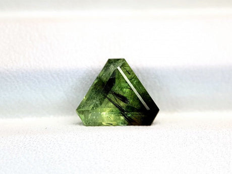 Natural Rutiled Peridot 2.85 ct – Green, Trillion Cut, Untreated