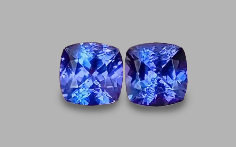 Natural Tanzanite Pair 4.75 ct – Cushion Cut, Heated, ČGL Certified