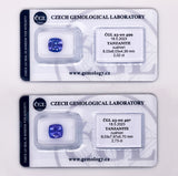 Natural Tanzanite Pair 4.75 ct – Cushion Cut, Heated, ČGL Certified