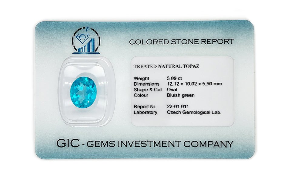 Natural Topaz 5.08 ct – Oval Cut, Coated, ČGL Certified