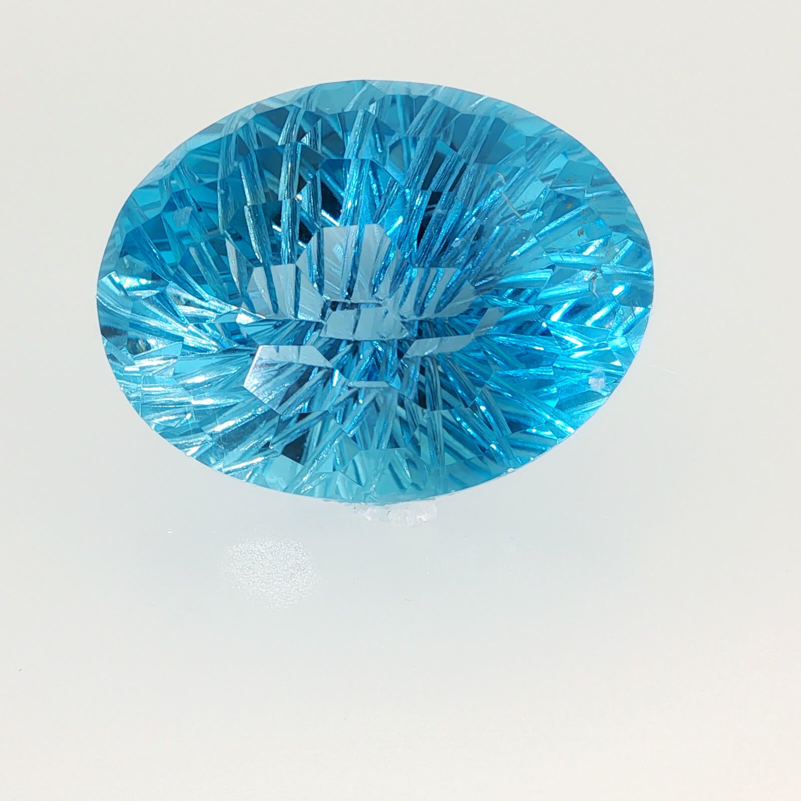 54.30 ct Swiss Blue Topaz oval honeycomb cut eye clean loose gemstone