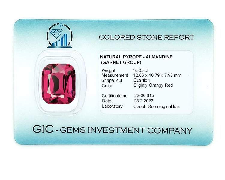 Natural Umbalite Garnet 10.05 ct – Cushion Cut, Untreated, Certified, Tanzania