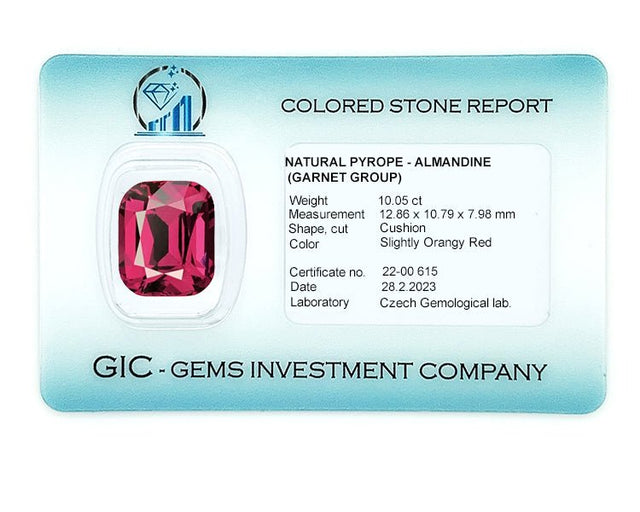 Natural Umbalite Garnet 10.05 ct – Cushion Cut, Untreated, Certified, Tanzania