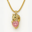 One - of - a - Kind 18k Gold Pendant with Natural Padparadscha Sapphire 3.02 ct – Heart Cut, GRS Certified