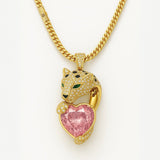 One - of - a - Kind 18k Gold Pendant with Natural Padparadscha Sapphire 3.02 ct – Heart Cut, GRS Certified