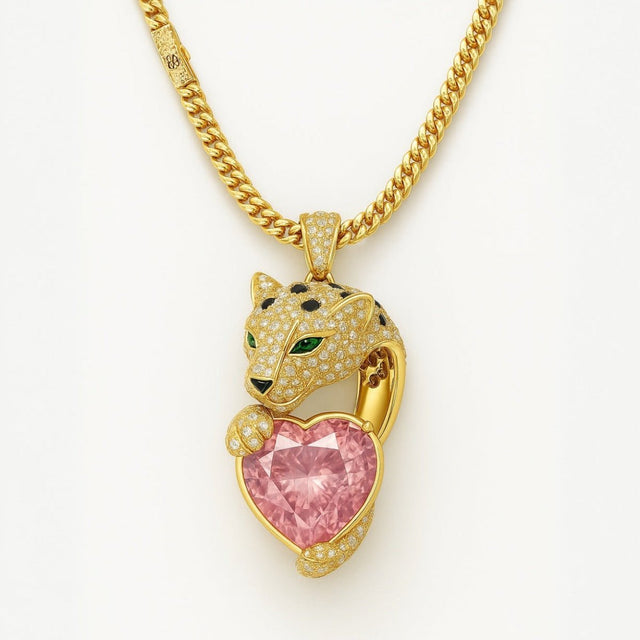 One - of - a - Kind 18k Gold Pendant with Natural Padparadscha Sapphire 3.02 ct – Heart Cut, GRS Certified