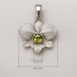 Orchid Pendant – Custom - Made in 18K Gold with Gemstone of Choice