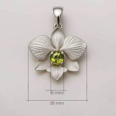 Orchid Pendant – Custom - Made in 18K Gold with Gemstone of Choice