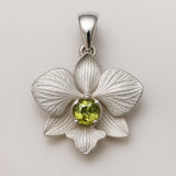 Orchid Pendant – Custom - Made in 18K Gold with Gemstone of Choice