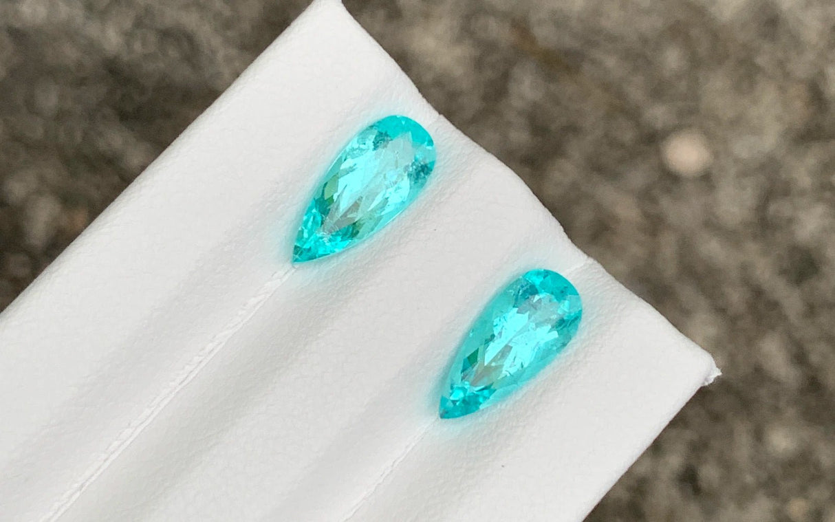 Paraiba Tourmaline Pair 2.72 ct – Pear Cut, GIA Certified, Untreated