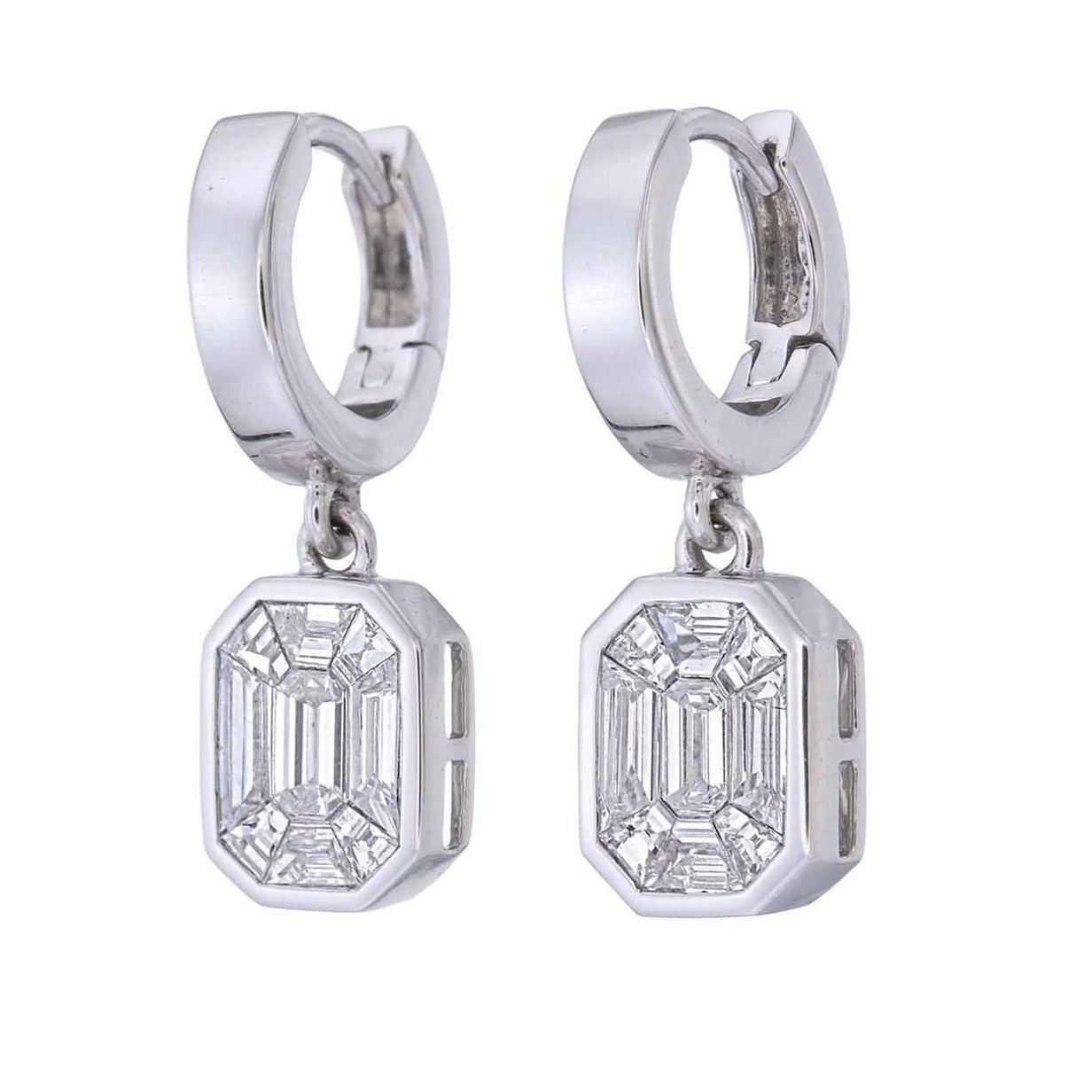 Piecut Dangling Diamond Earrings 0.78 ct – 18K White Gold