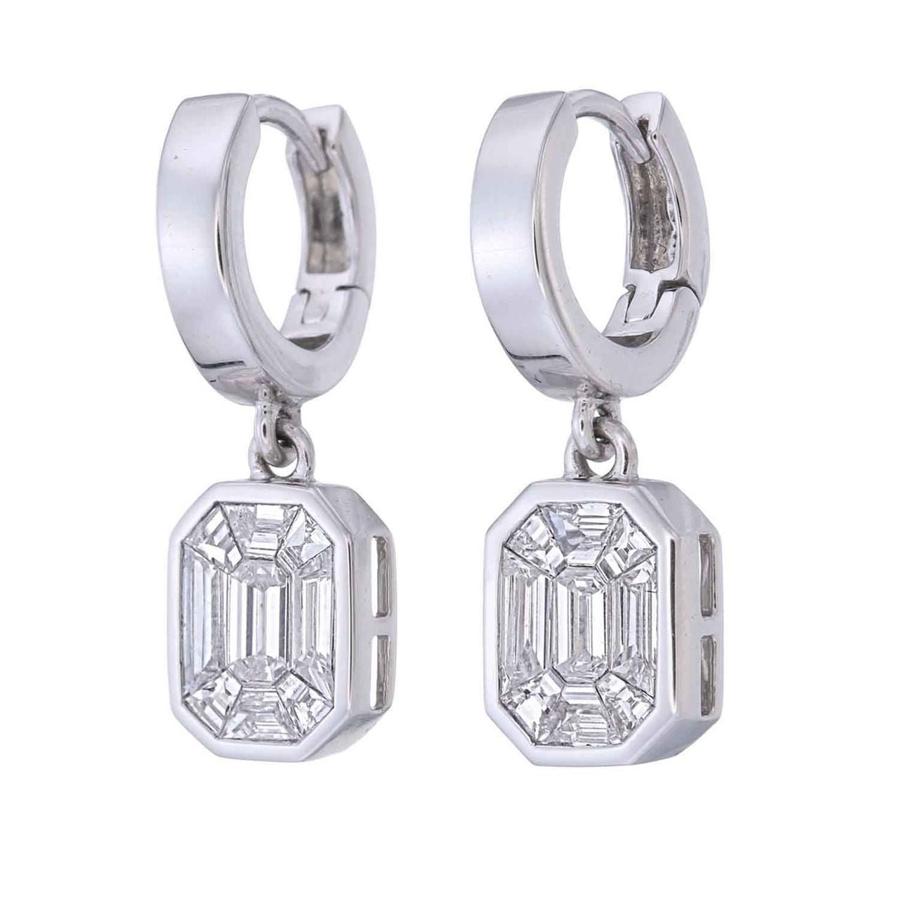 Piecut Dangling Diamond Earrings 0.78 ct – 18K White Gold