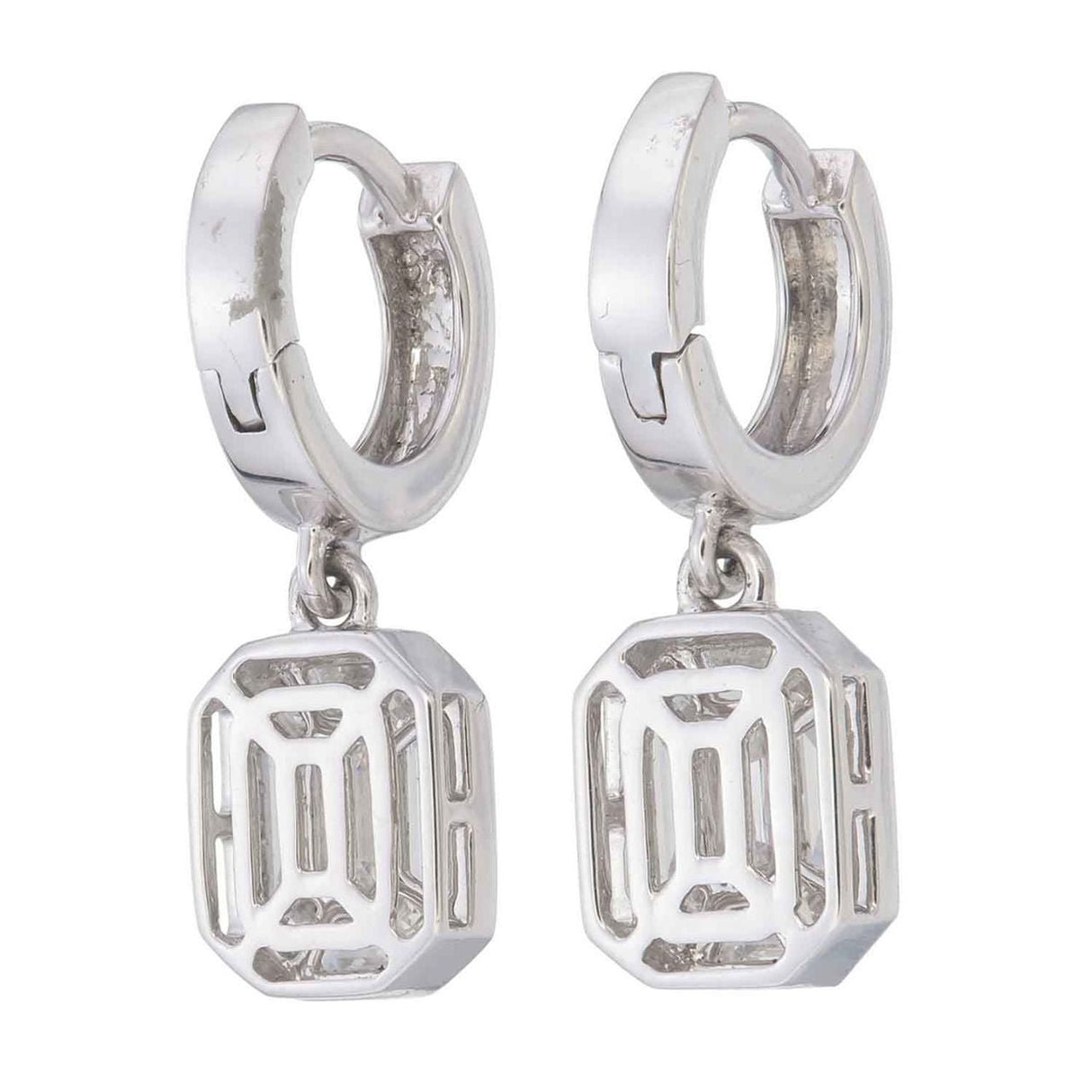 Piecut Dangling Diamond Earrings 0.78 ct – 18K White Gold