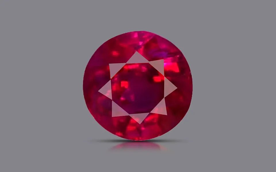 Natural h(a) ruby, vivid red (grs-type "pigeon's blood"), round cut, 1.08 ct, loose gemstone, view 2.