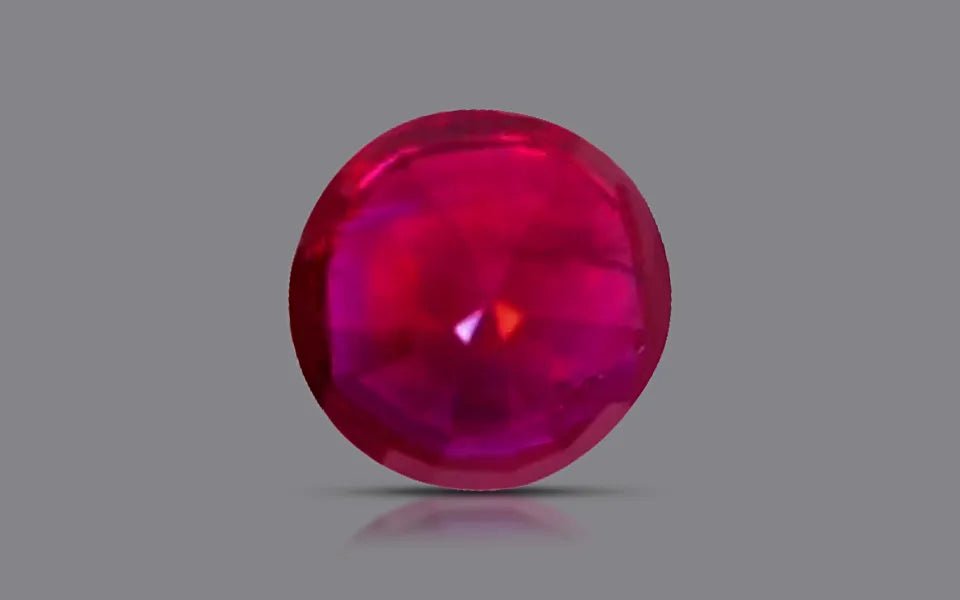 Natural h(a) ruby, vivid red (grs-type "pigeon's blood"), round cut, 1.08 ct, loose gemstone.