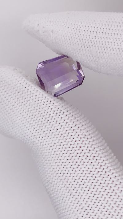 Natural Ametrine 7.07 carats, fancy octagonal cut, purple-yellow bi-color gemstone, untreated