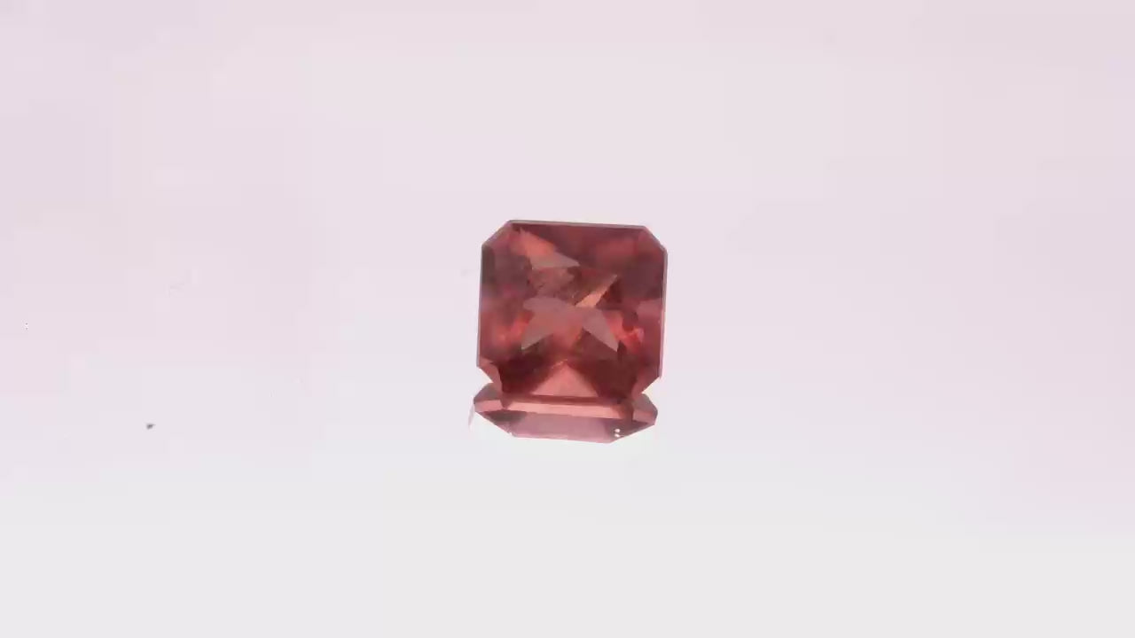 Natural Red Apatite 1.88 carats, octagonal cut, light orangy red gemstone, untreated