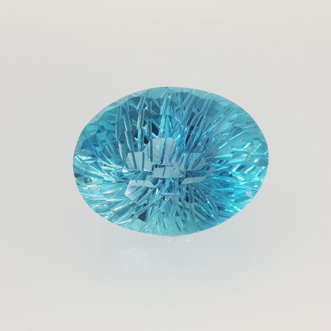 54.30 ct Swiss Blue Topaz oval honeycomb cut eye clean loose gemstone