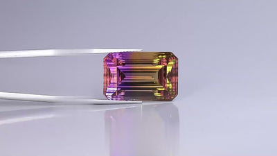 Natural ametrine 20.69 carats with bi-color violet and yellow tones in octagonal cut, AGR certified