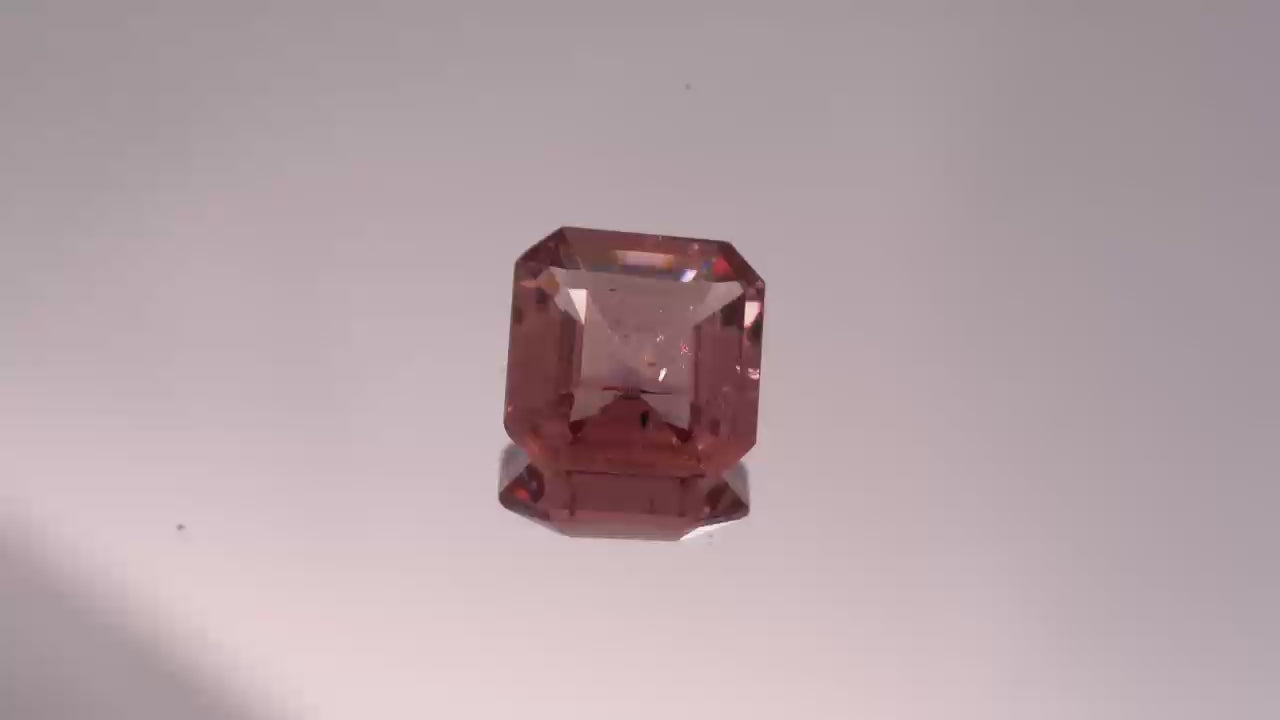 Natural Red Apatite 1.62 carats, Asscher cut, light orangy red gemstone, untreated