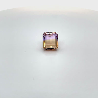 Natural Ametrine 6.11 carats, octagonal cut, purple and yellow bi-color gemstone, untreated