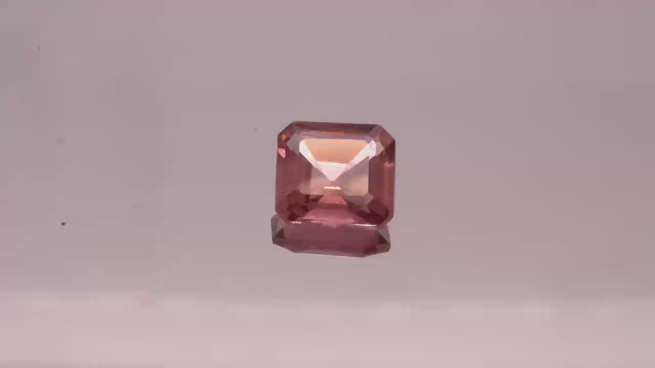 Natural Red Apatite 1.60 carats, octagonal cut, light orangy red gemstone, untreated