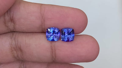 Natural Tanzanite Pair 4.72 ct cushion cut