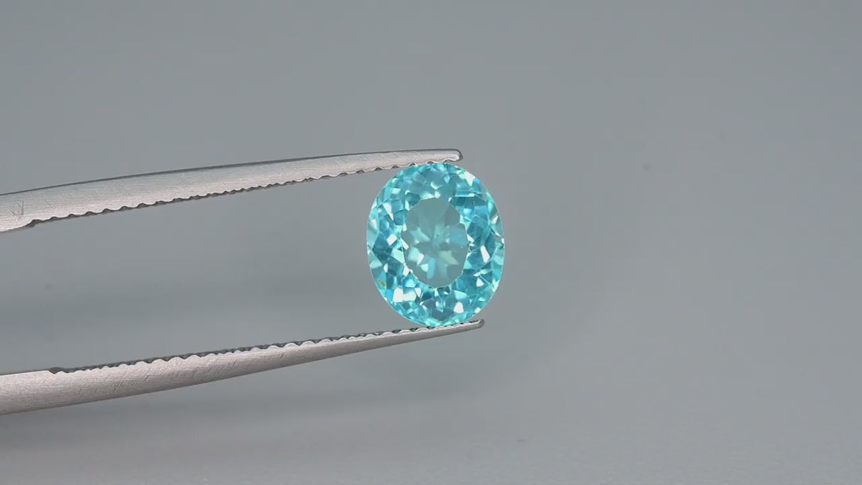 1.90 ct natural blue apatite in oval cut, untreated, faceted gemstone