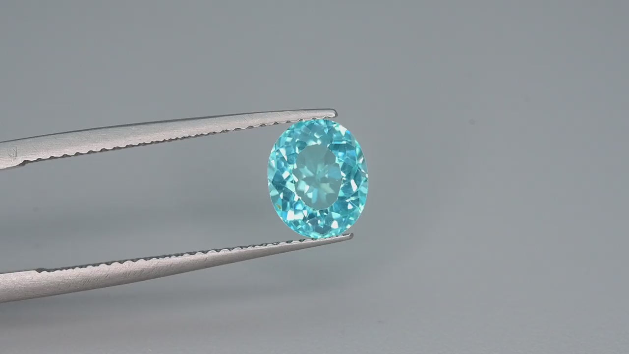 1.90 ct natural blue apatite in oval cut, untreated, faceted gemstone