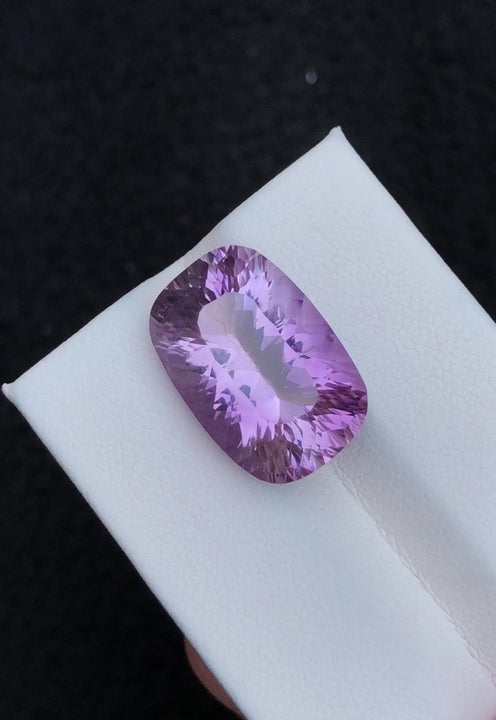 Natural amethyst, 12.45 carats, cushion cut, untreated, lavender-purple color