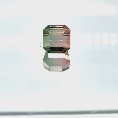 Natural watermelon tourmaline, 7.88 carats, octagonal cut, untreated, bi-color green and pink tones