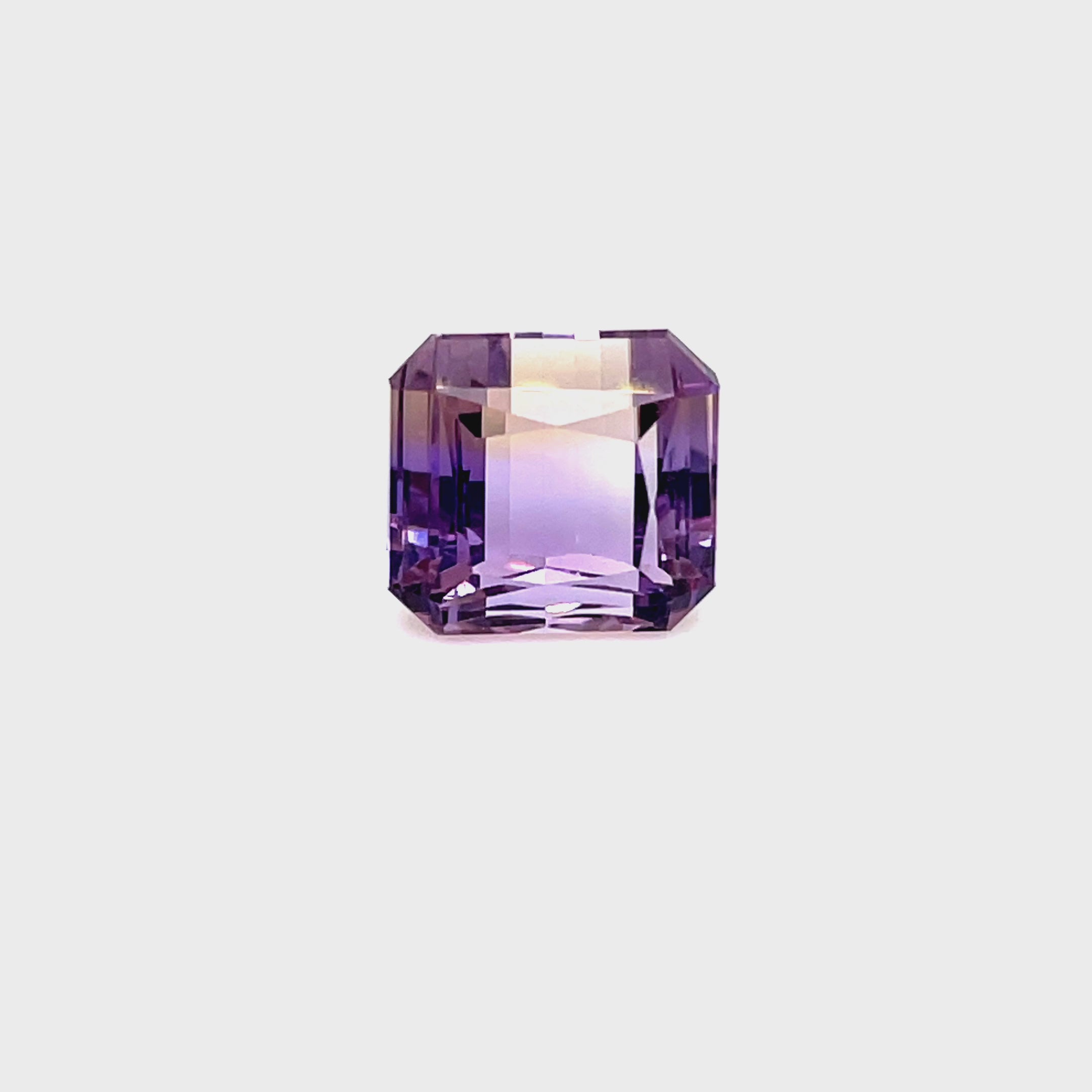 Natural Ametrine 13.44 carats, cut-cornered square shape, light violetish purple gemstone, untreated